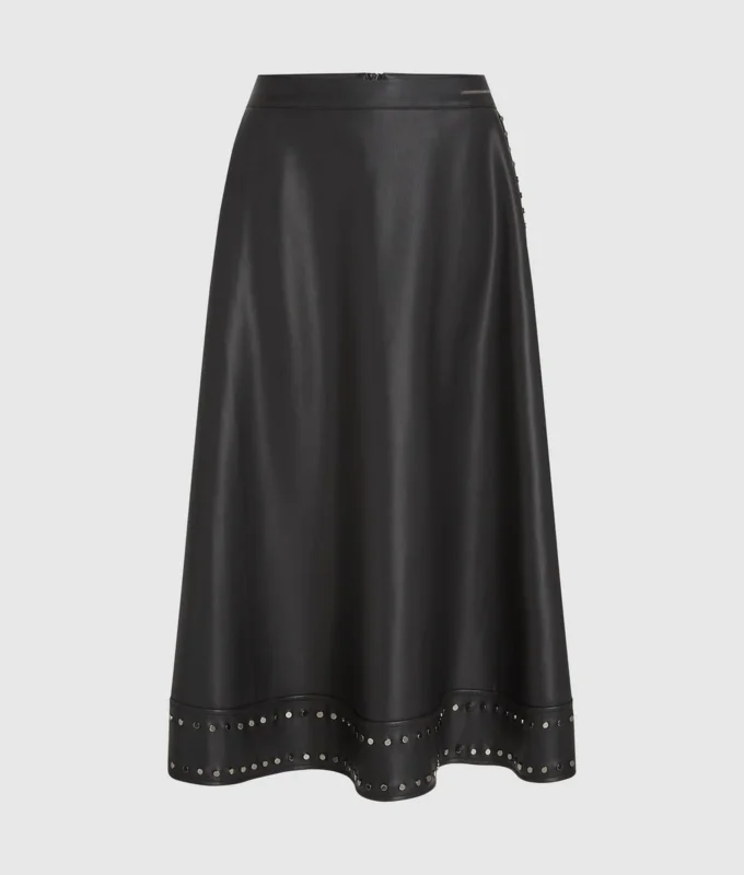 Rok van imitatieleer met studs