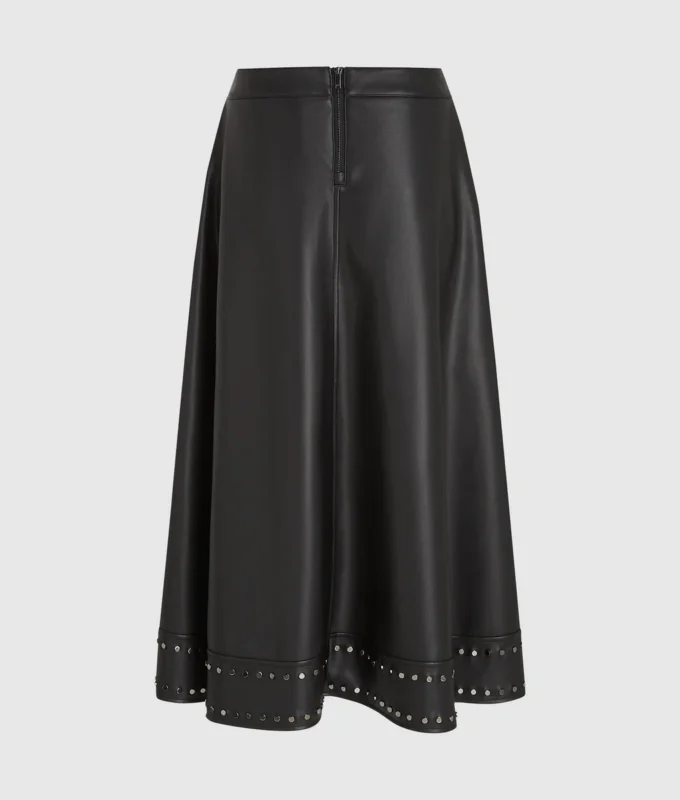 Rok van imitatieleer met studs