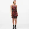 Satijnen jurk met all-over print