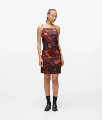 Satijnen jurk met all-over print