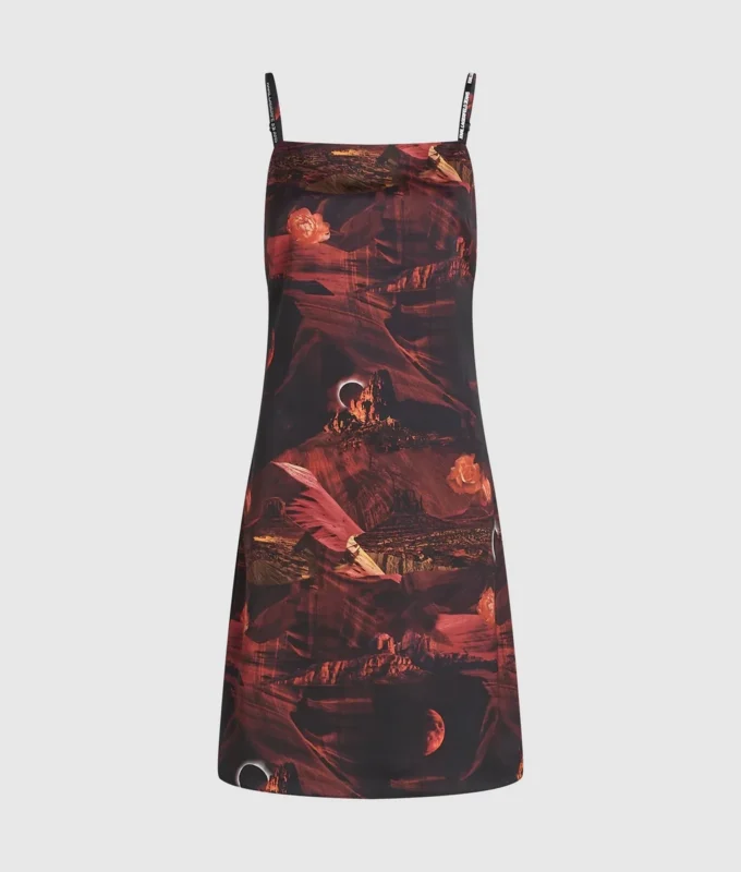 Satijnen jurk met all-over print
