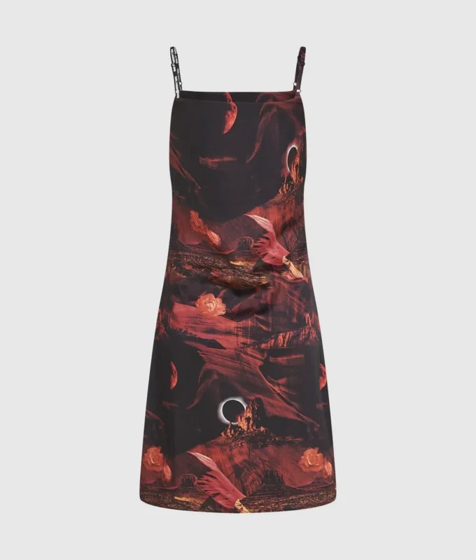 Satijnen jurk met all-over print