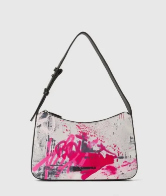 Schoudertas met graffitiprint