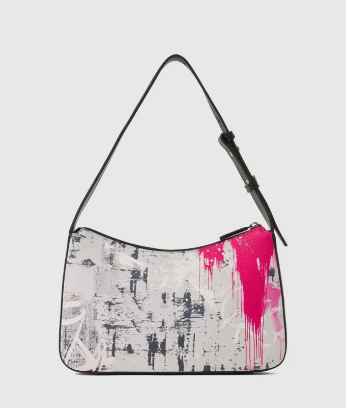 Schoudertas met graffitiprint