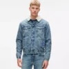 Shearling denim jas