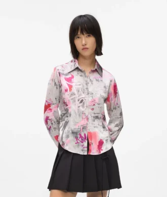 Shirt met all-over verfprint