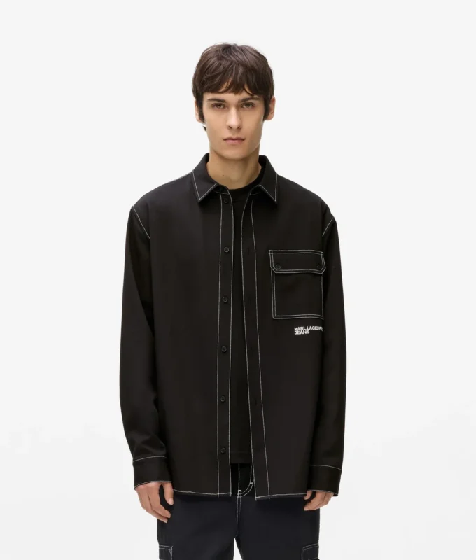 Shirt met contrasterende stiksels
