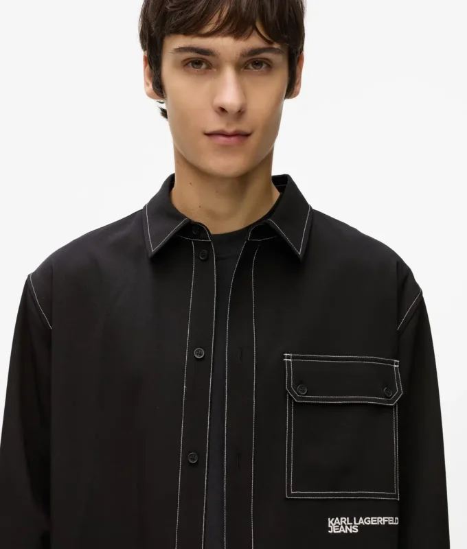 Shirt met contrasterende stiksels