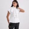 SHIRT MET KORTE MOUWEN EN RUFFLES