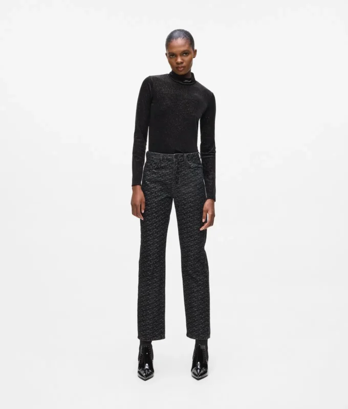 Straight jeans met all-over print