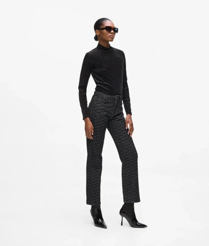Straight jeans met all-over print