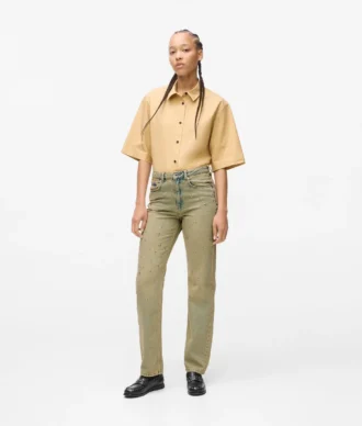 STRAIGHT JEANS MET HOGE TAILLE EN STUDS