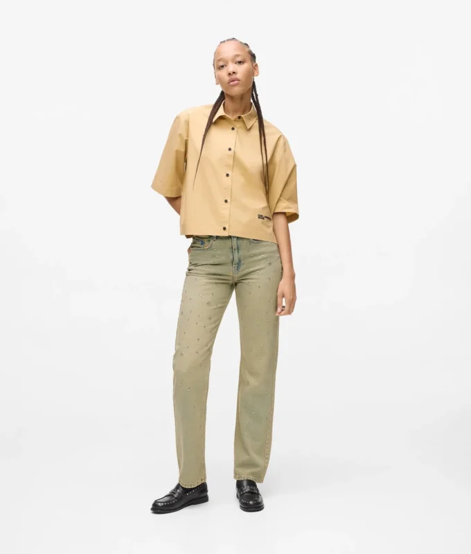 STRAIGHT JEANS MET HOGE TAILLE EN STUDS