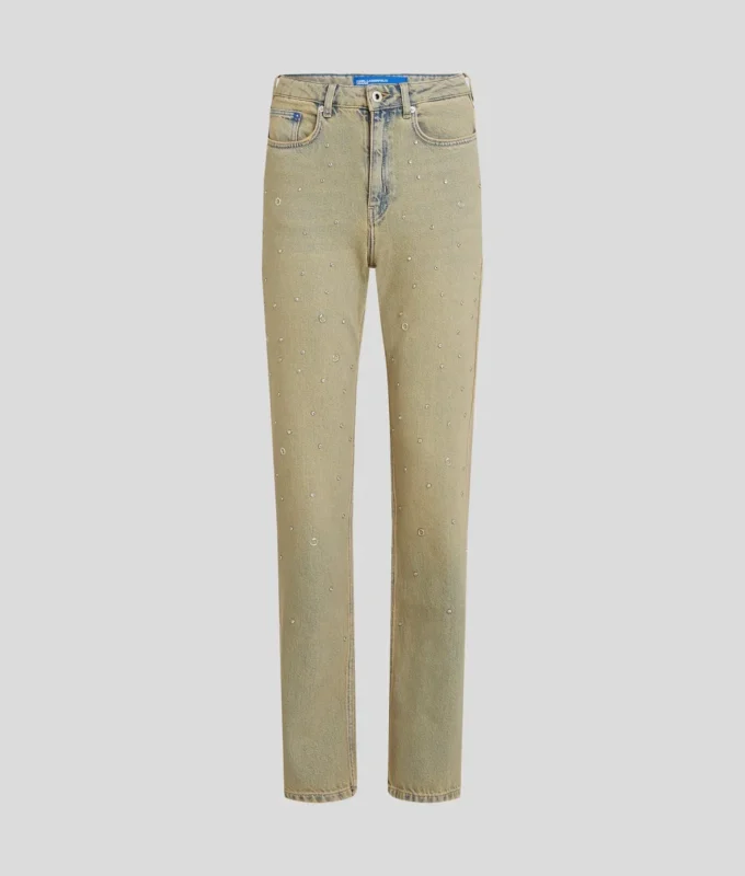 STRAIGHT JEANS MET HOGE TAILLE EN STUDS