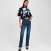 STRAIGHT JEANS MET SPLIT-HEM EN HOGE TAILLE