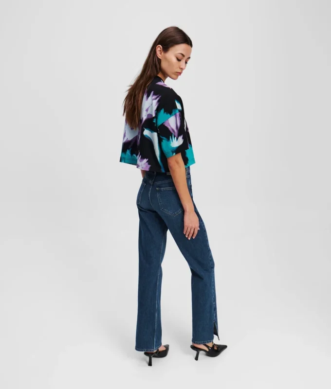 STRAIGHT JEANS MET SPLIT-HEM EN HOGE TAILLE