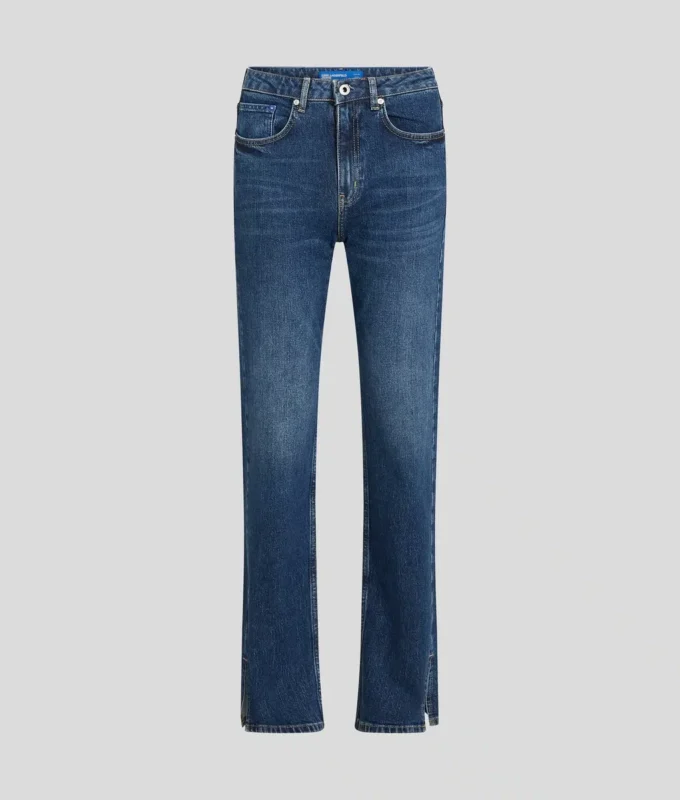 STRAIGHT JEANS MET SPLIT-HEM EN HOGE TAILLE