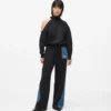 Sweatpants met denim inzetstuk