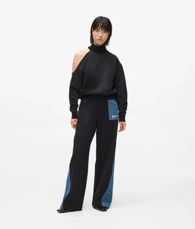 Sweatpants met denim inzetstuk