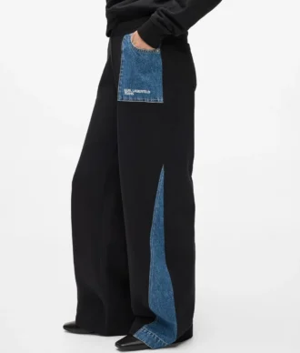 Sweatpants met denim inzetstuk