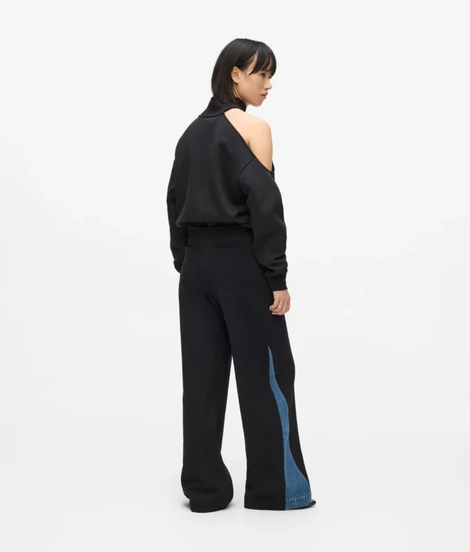 Sweatpants met denim inzetstuk