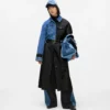 Trenchcoat met denim panelen