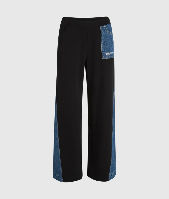 Sweatpants met denim inzetstuk