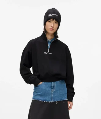 Sweatshirt met halve rits
