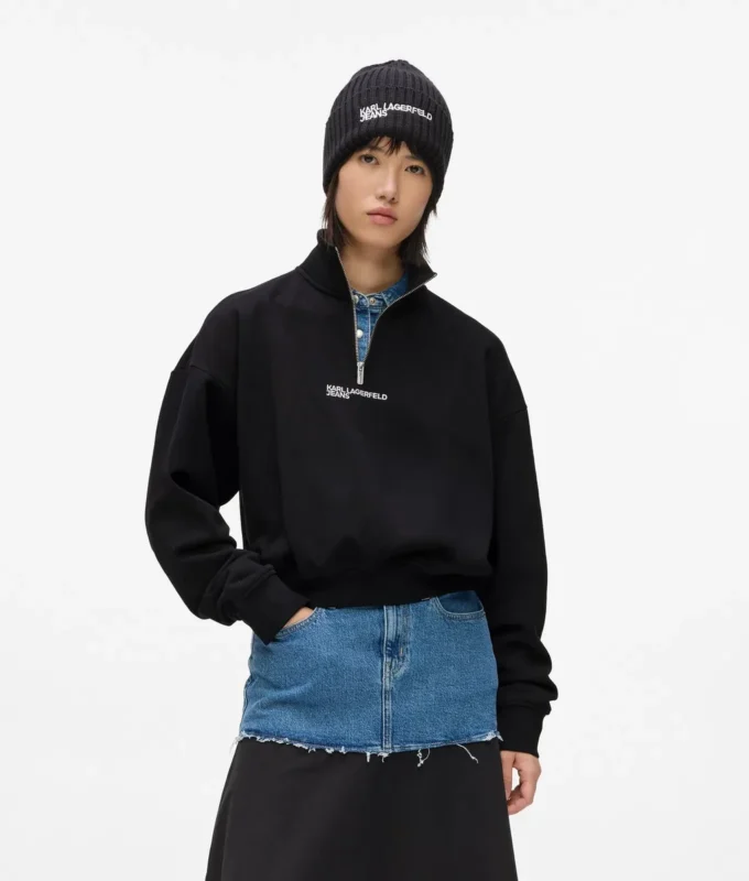 Sweatshirt met halve rits