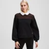 SWEATSHIRT MET POPLIN KRAAG