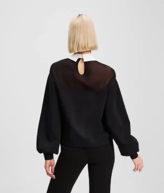SWEATSHIRT MET POPLIN KRAAG