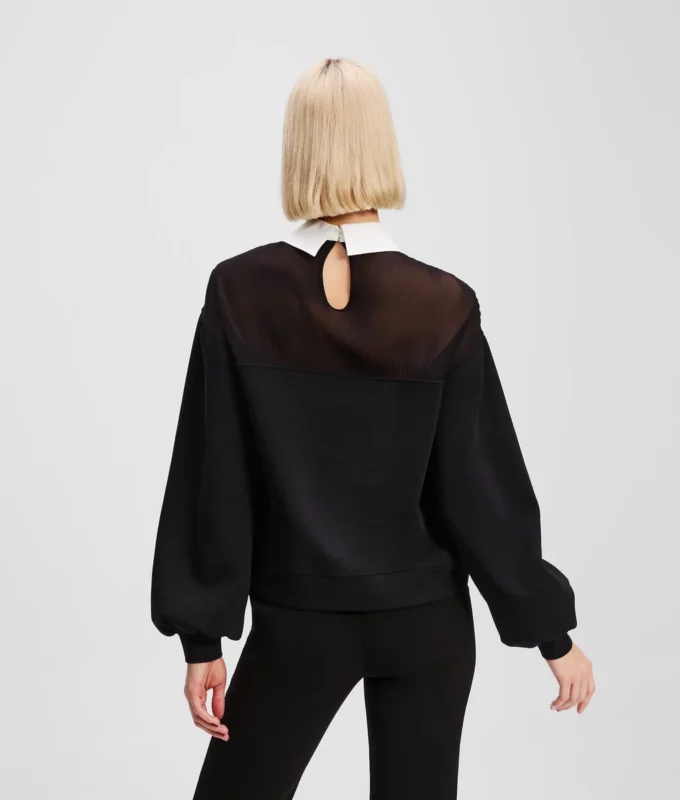 SWEATSHIRT MET POPLIN KRAAG