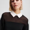 SWEATSHIRT MET POPLIN KRAAG