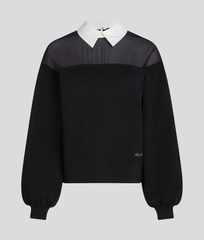 SWEATSHIRT MET POPLIN KRAAG
