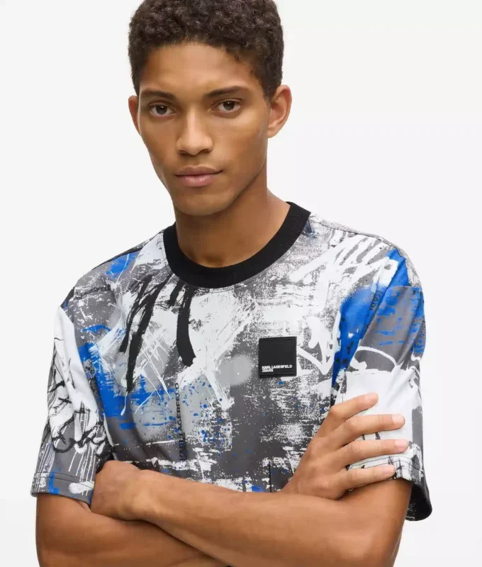 T-shirt met all-over verfeffect