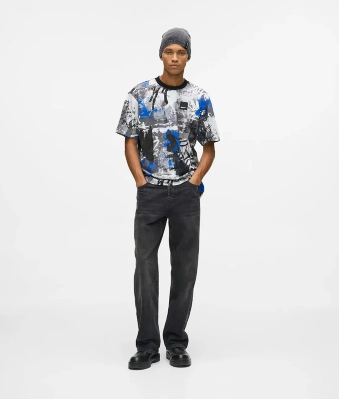 T-shirt met all-over verfeffect