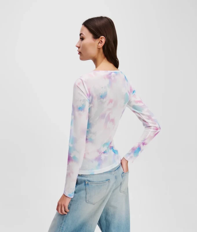T-SHIRT MET BLOEMENPRINT EN MESH