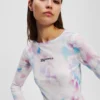 T-SHIRT MET BLOEMENPRINT EN MESH