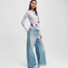 T-SHIRT MET BLOEMENPRINT EN MESH