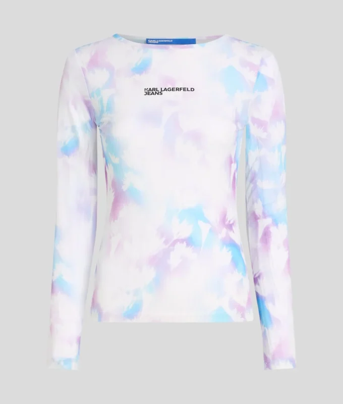 T-SHIRT MET BLOEMENPRINT EN MESH