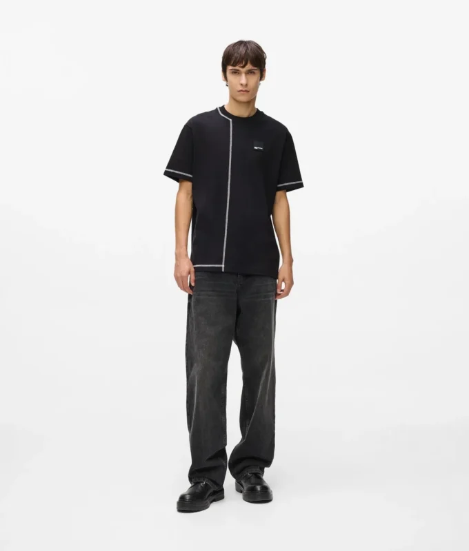T-shirt met contrasterende stiksels