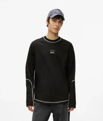T-shirt met lange mouwen en contrasterende stiksels