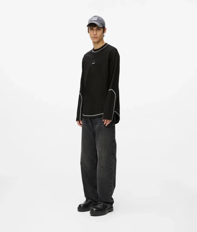 T-shirt met lange mouwen en contrasterende stiksels
