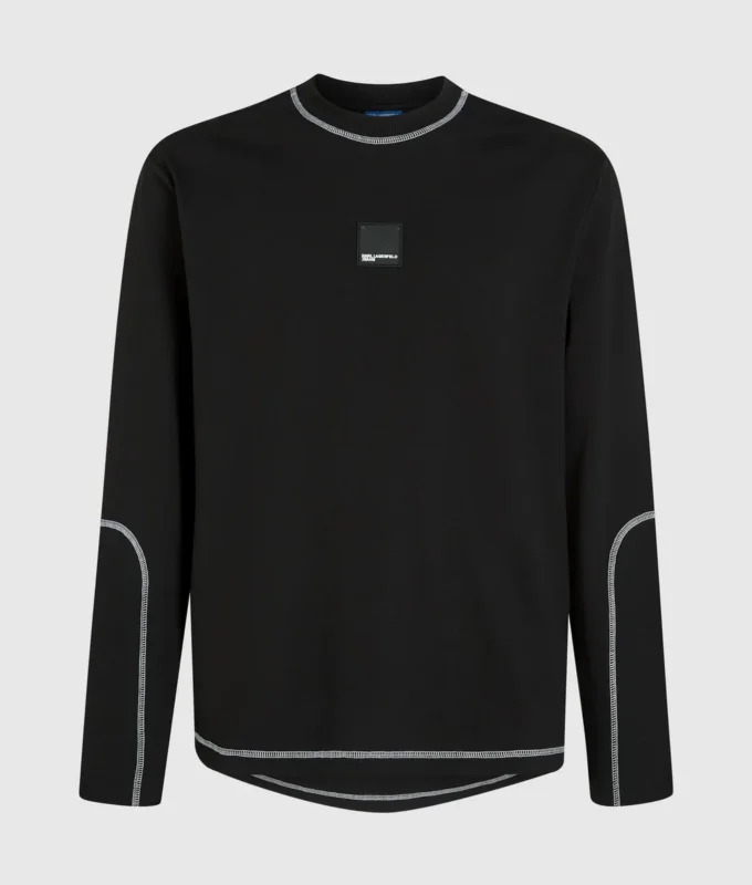 T-shirt met lange mouwen en contrasterende stiksels