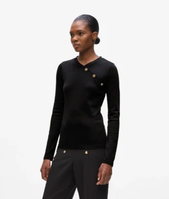 T-shirt met lange mouwen en knoopdetails
