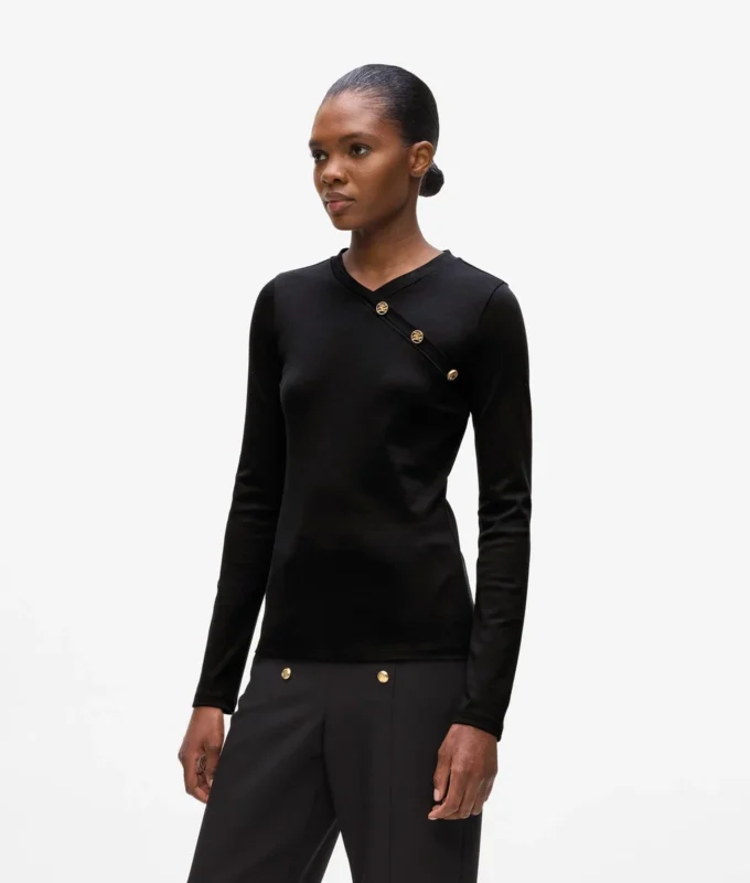 T-shirt met lange mouwen en knoopdetails