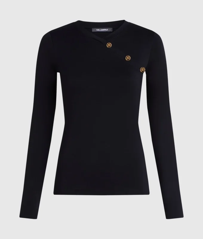 T-shirt met lange mouwen en knoopdetails
