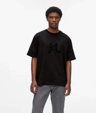 T-shirt met monogram van pailletten