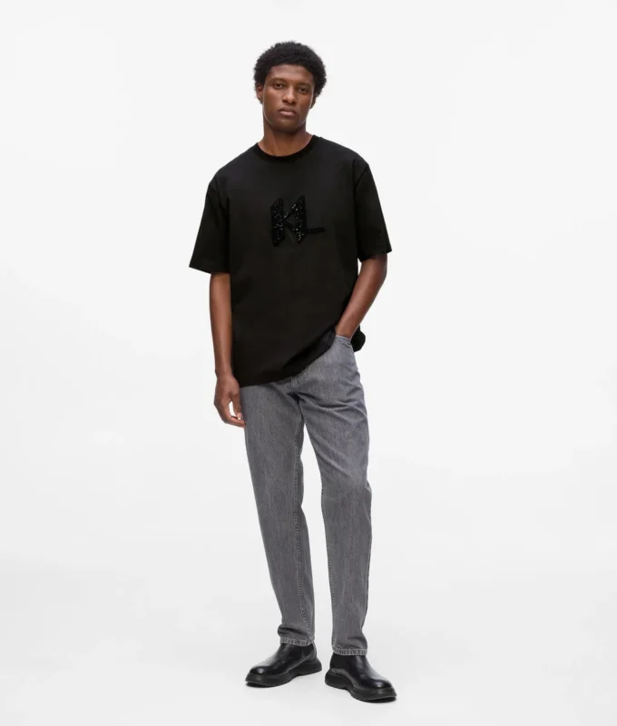 T-shirt met monogram van pailletten
