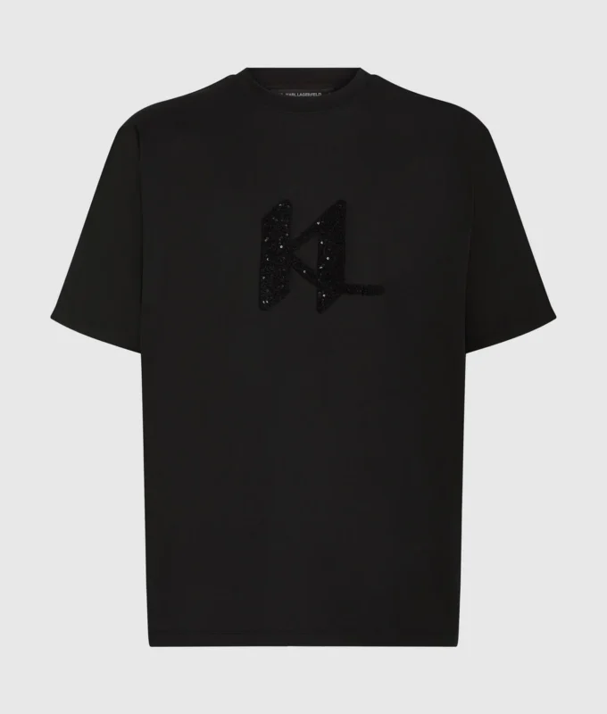 T-shirt met monogram van pailletten